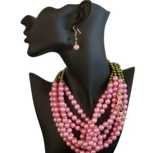 AKA Pearl Cluster Necklace Set